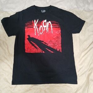 Black Self Title Korn Band T-Shirt with Red Print